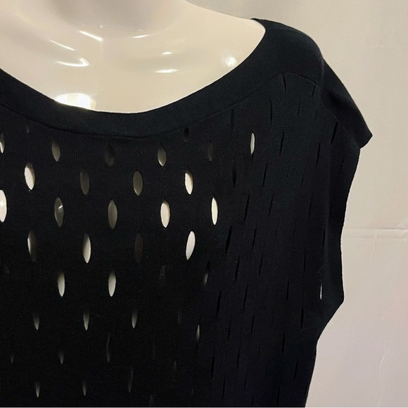 Lafayette 148 New York M Knit Top Black Cutout Cap Sleeve Capsule Old Money Lux - Picture 5 of 10